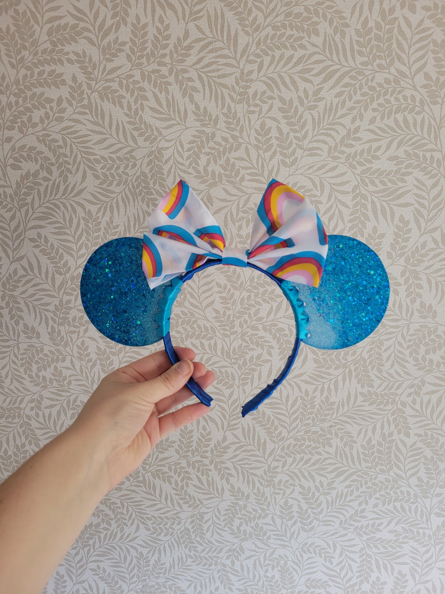 Blue Rainbow Resin Mouse Ear Headband