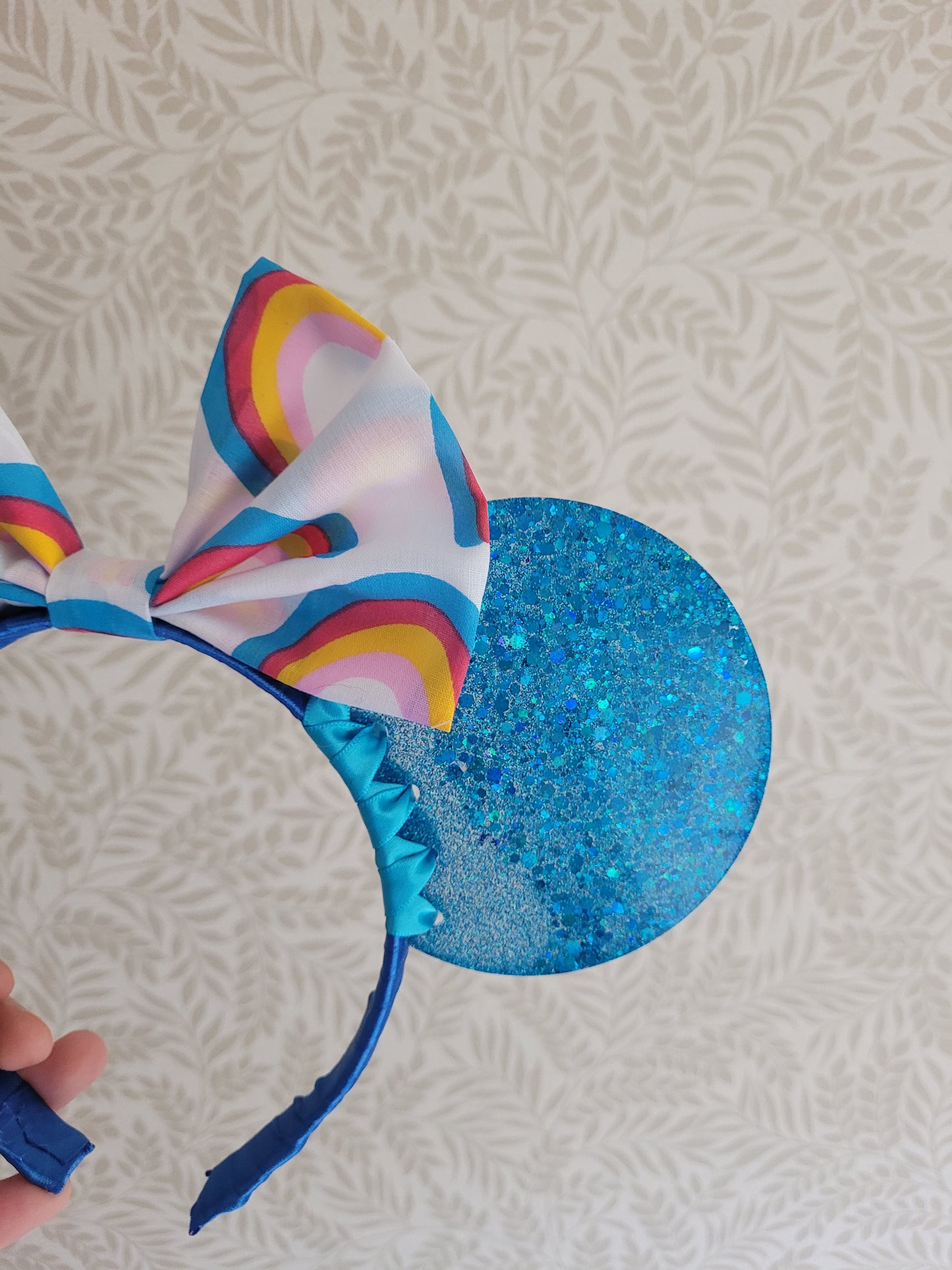 Blue Rainbow Resin Mouse Ear Headband