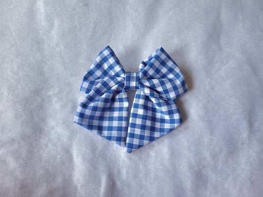 Blue Gingham Hair Bow