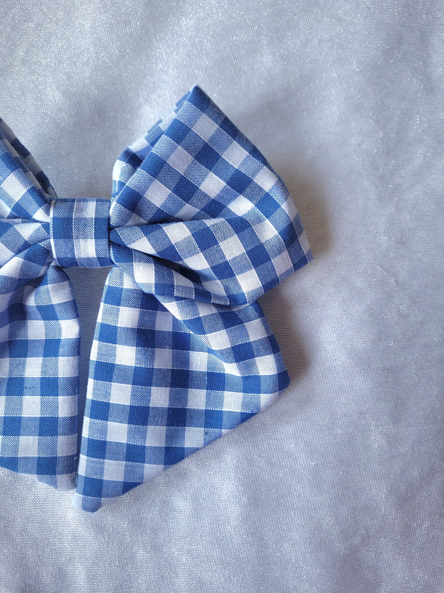 Blue Gingham Hair Bow