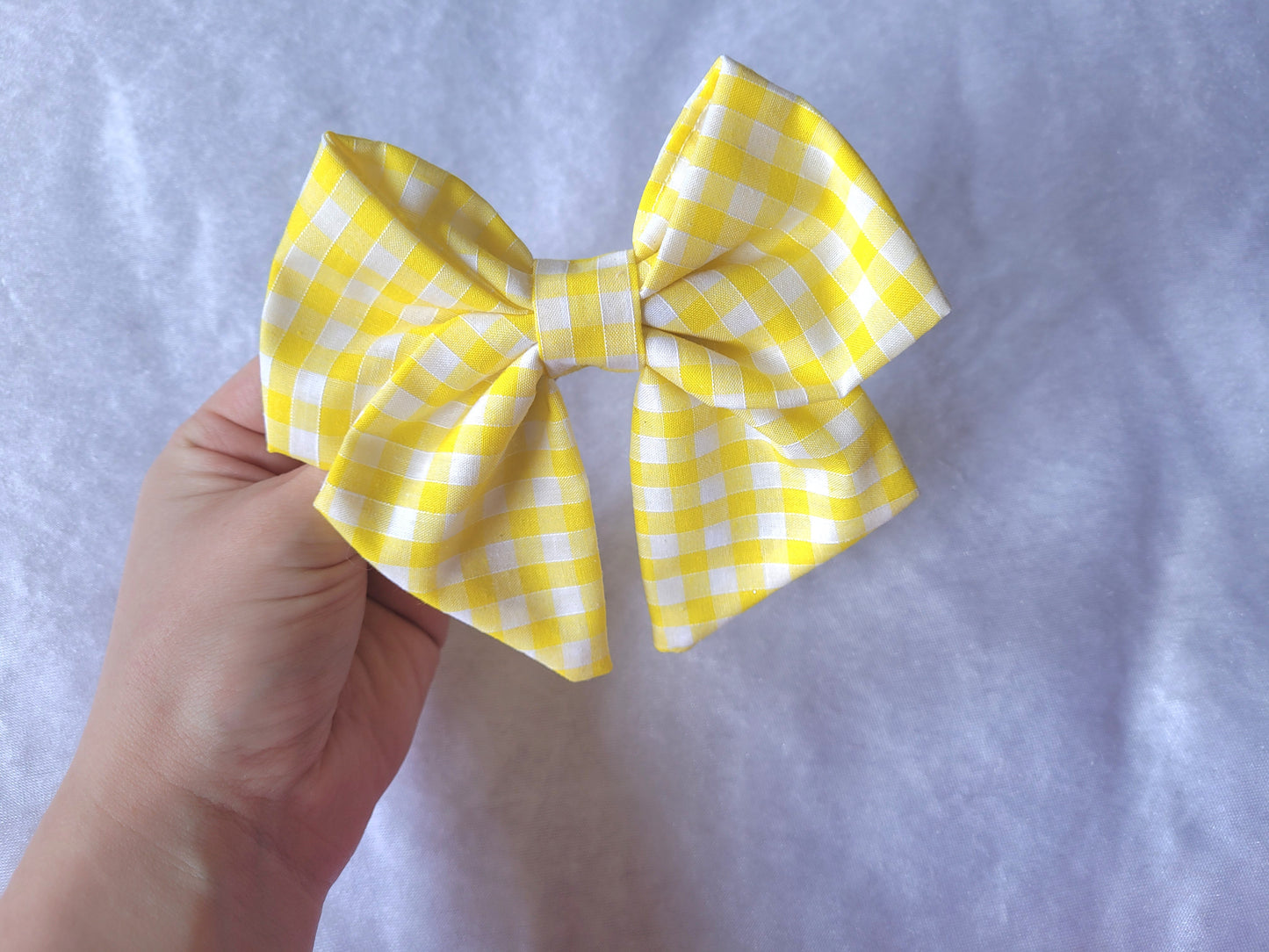 Yellow Gingham Hair Bow