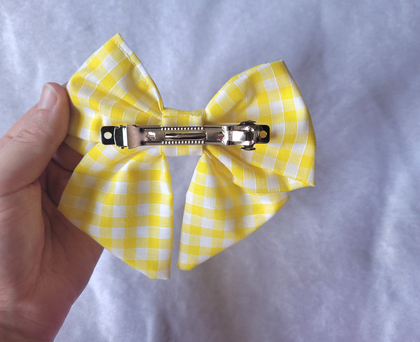 Yellow Gingham Hair Bow