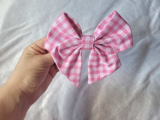 Pink Gingham Hair Bow