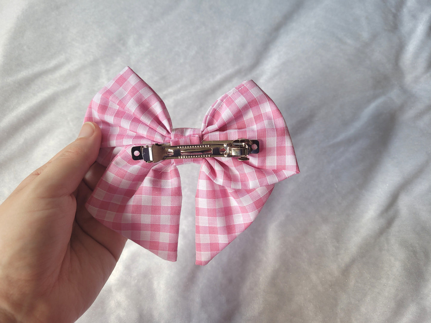 Pink Gingham Hair Bow