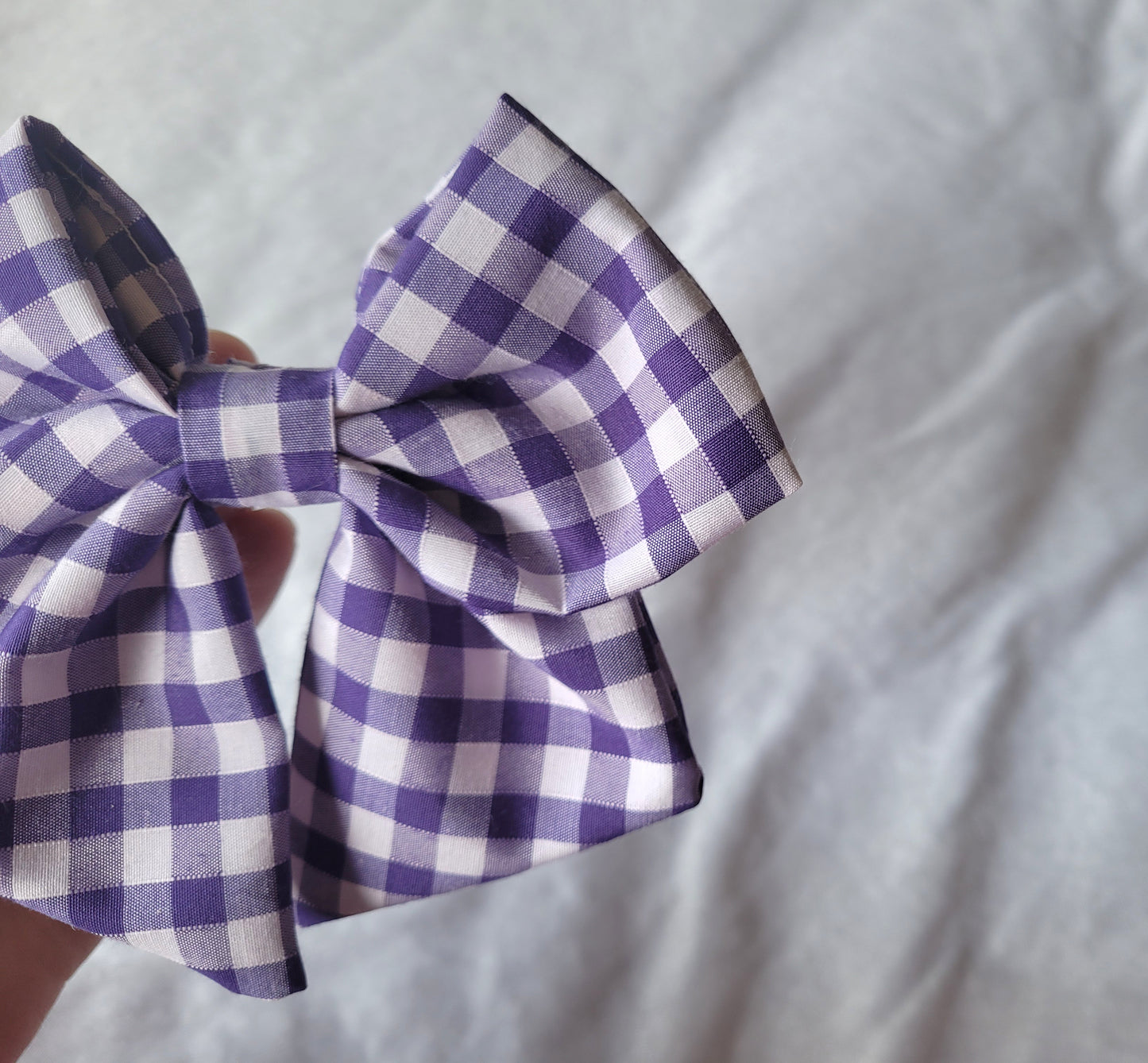 Purple Gingham Hair Bow