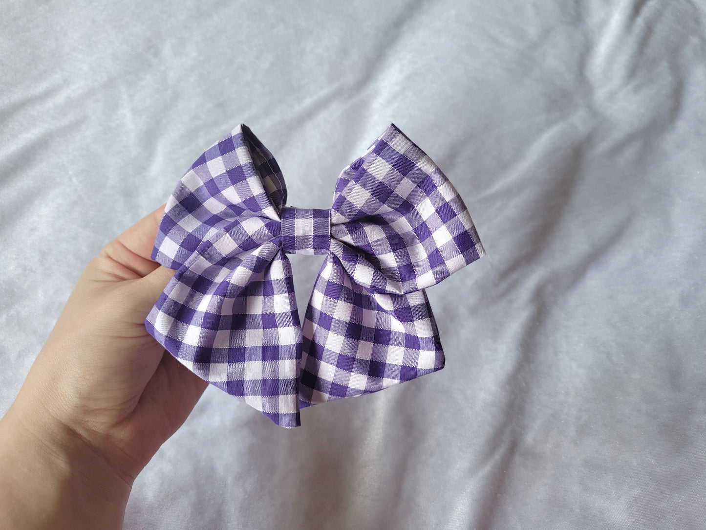 Purple Gingham Hair Bow