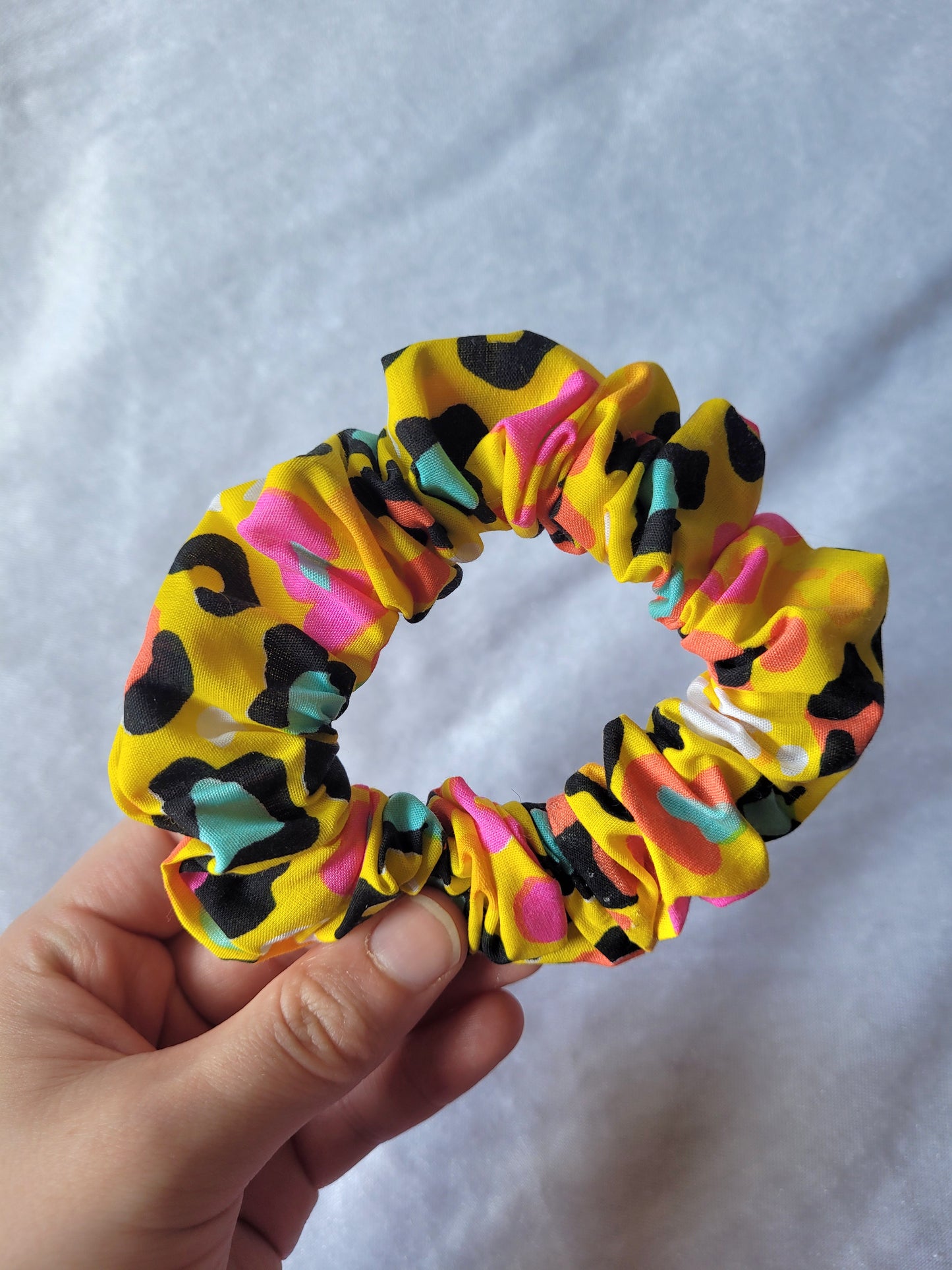 Yellow Leopard Scrunchie