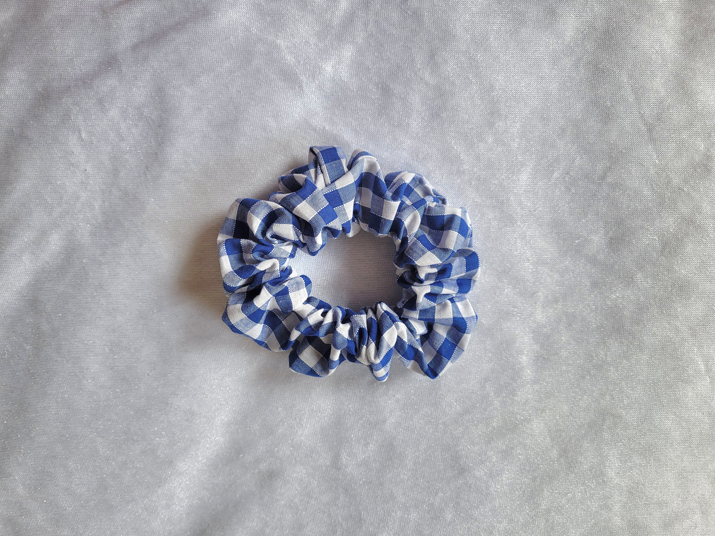 Blue Gingham Scrunchie