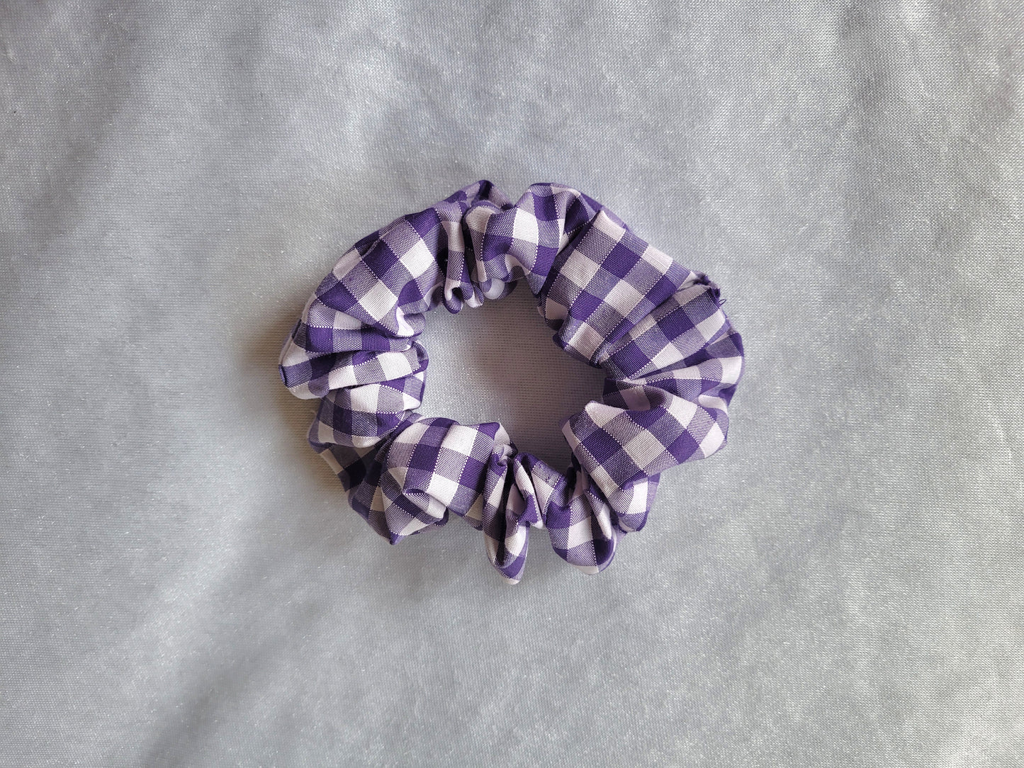 Purple Gingham Scrunchie