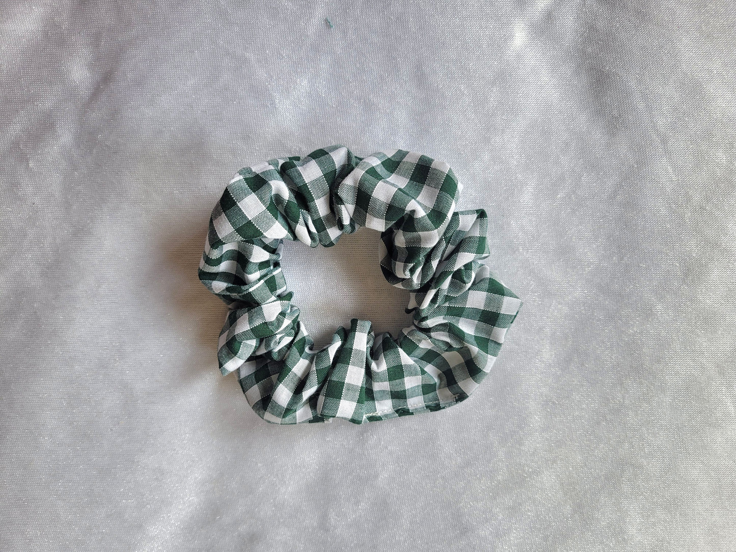 Green Gingham Scrunchie