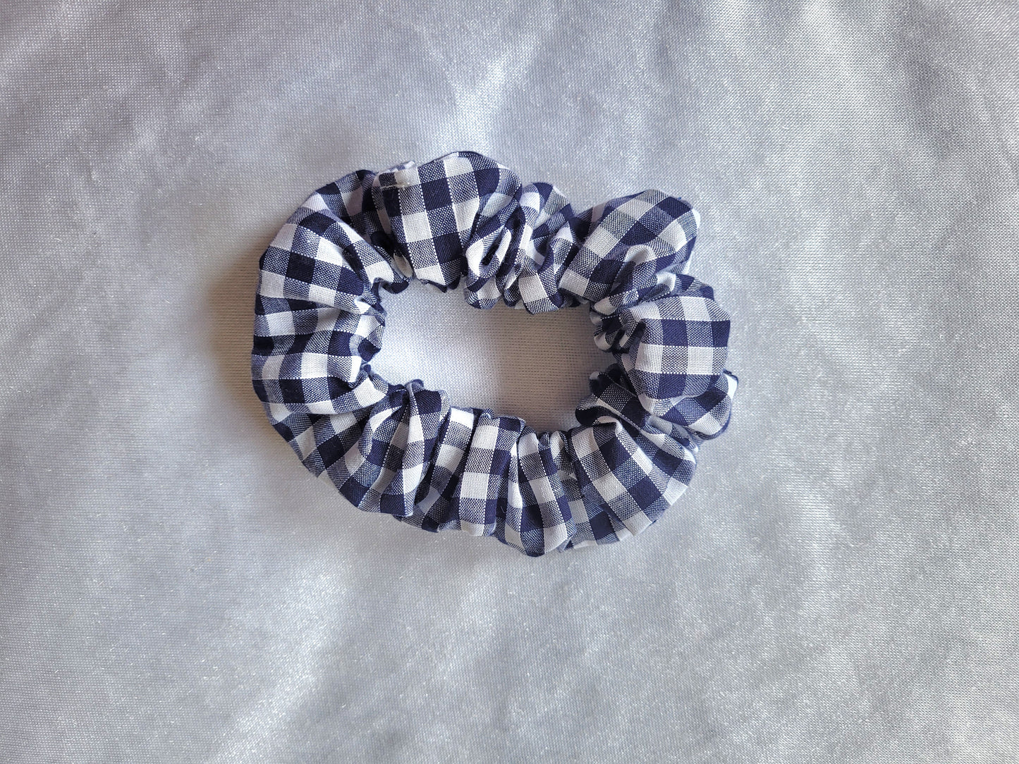 Navy Gingham Scrunchie