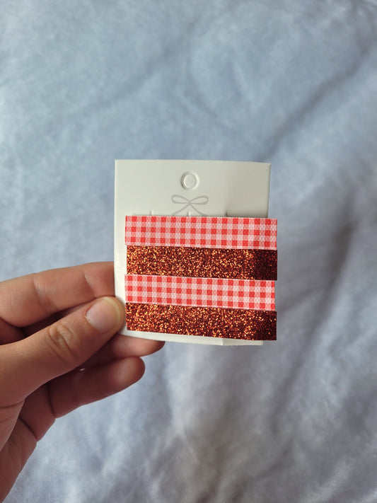 Red/Gingham Fringe Hairclips