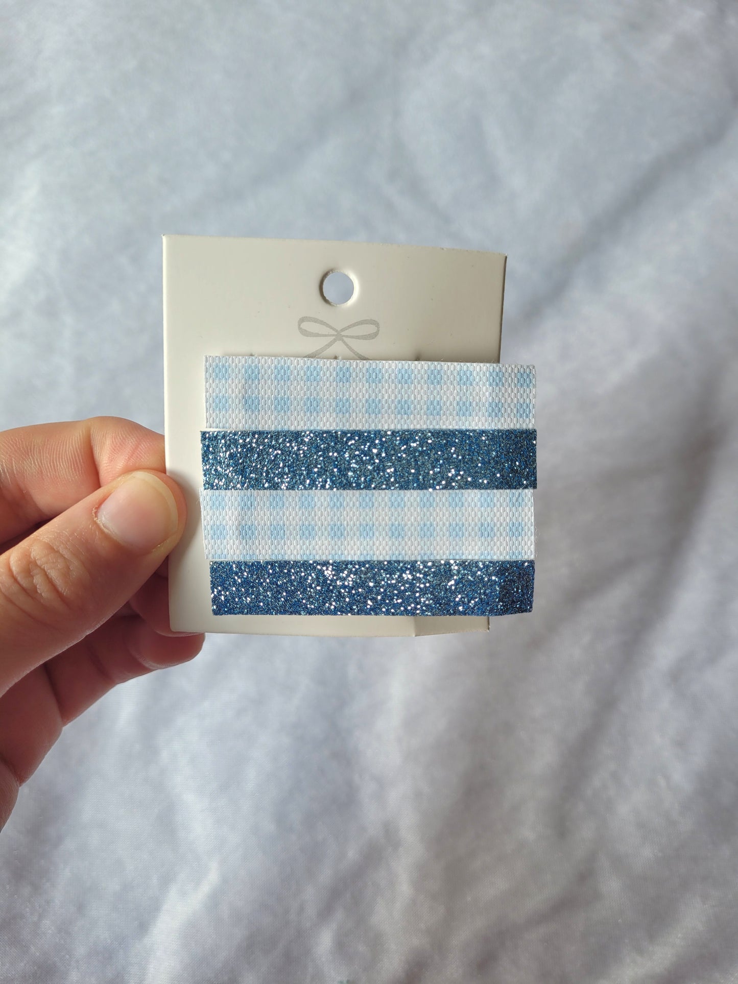 Blue Gingham Fringe Clips