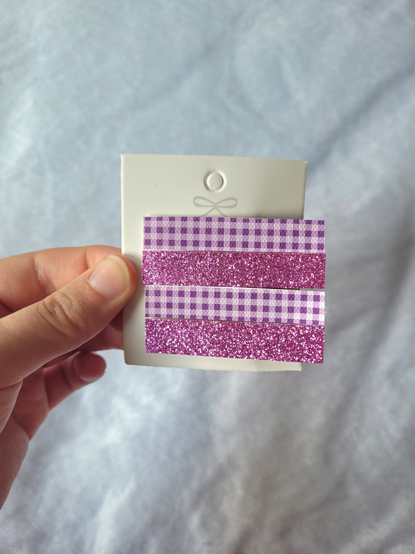 Purple Gingham Fringe Clips