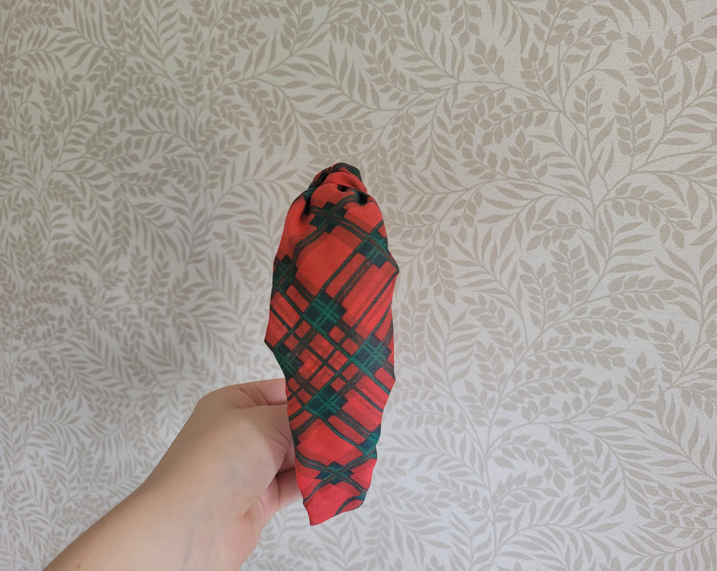 Red Tartan Knot Headband