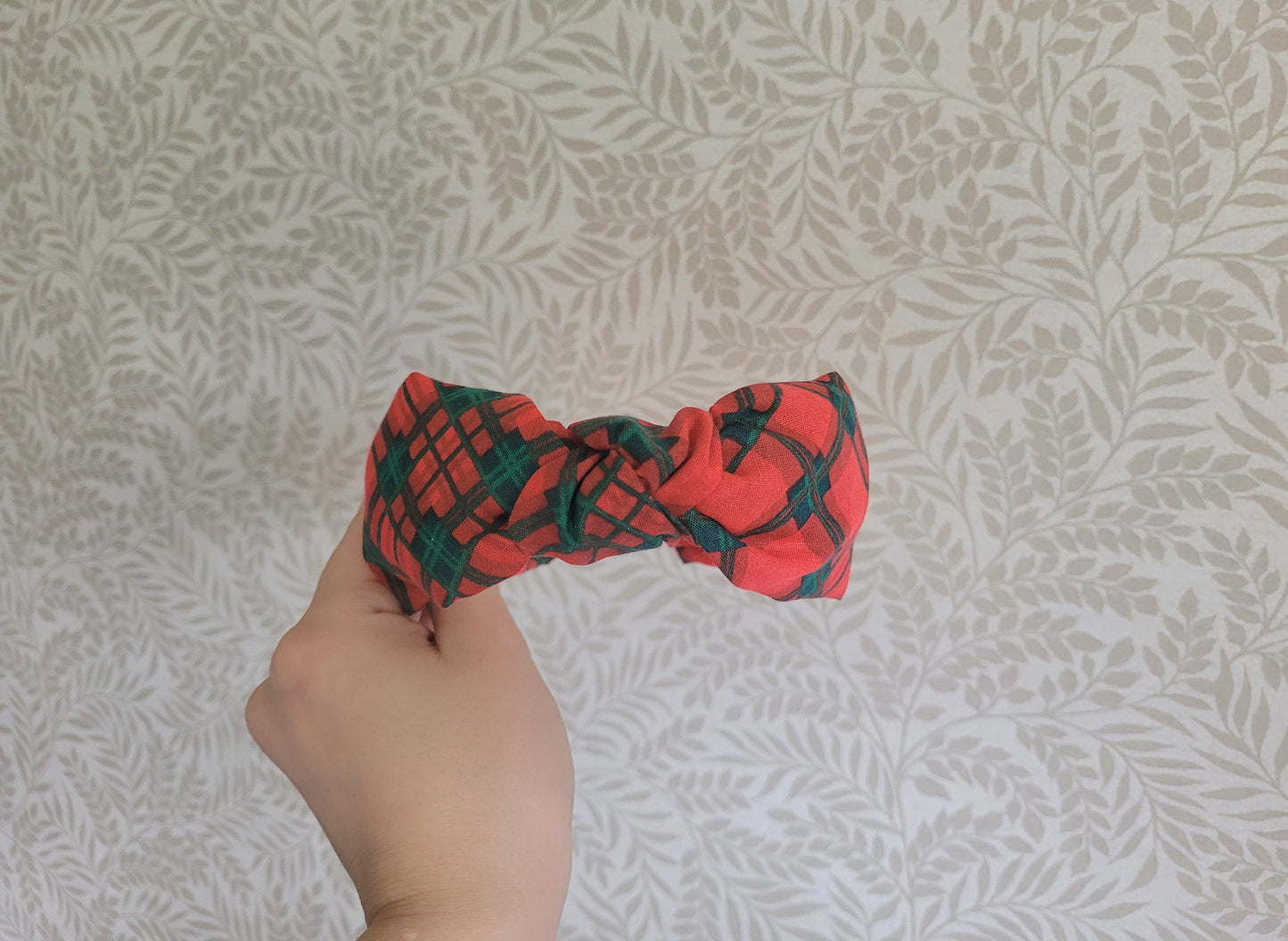 Red Tartan Knot Headband