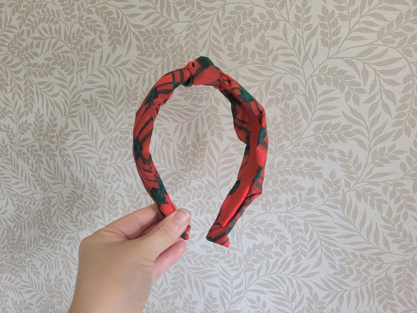 Red Tartan Knot Headband