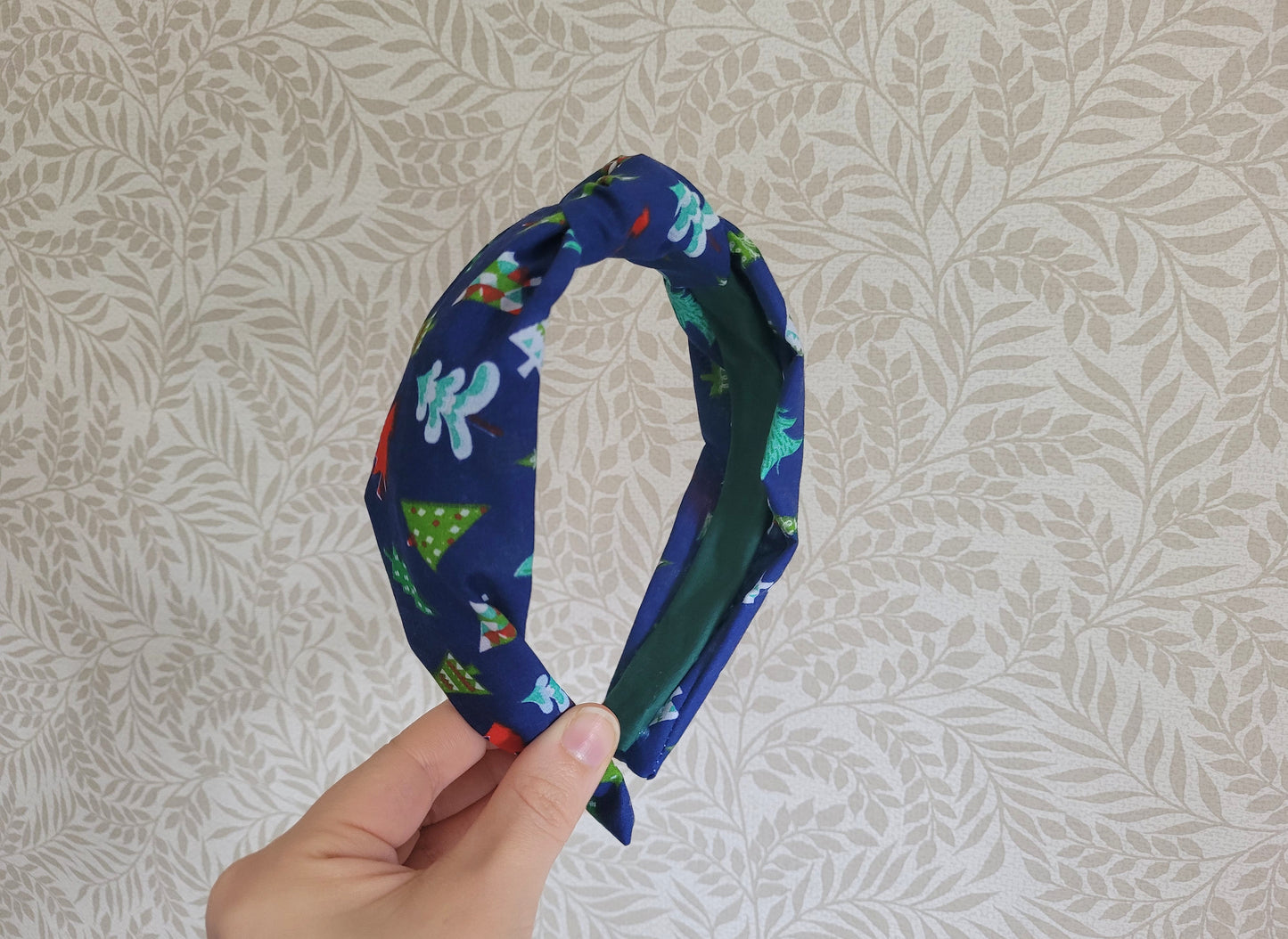 Blue Christmas Tree Knot Headband