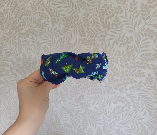 Blue Christmas Tree Knot Headband