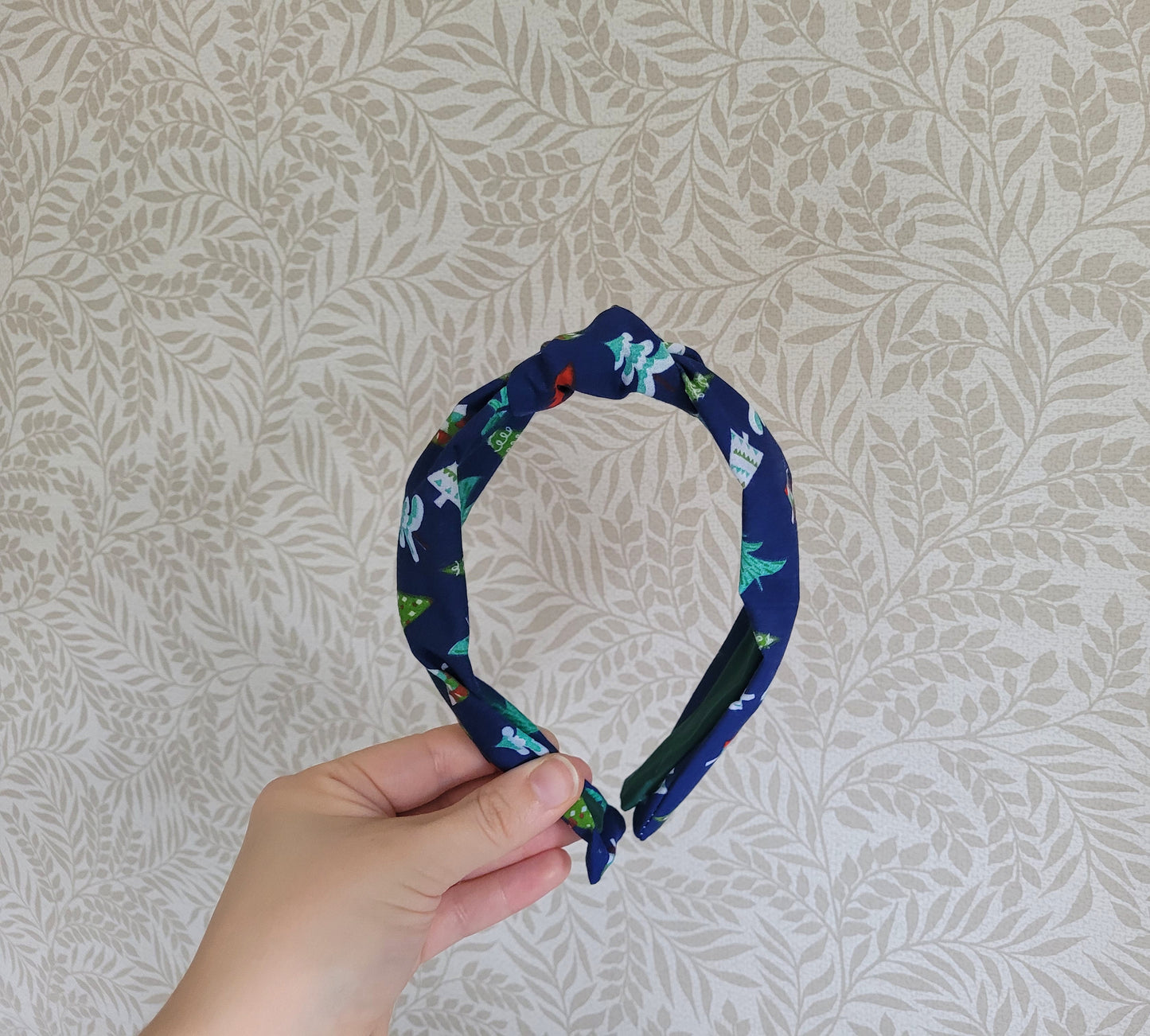 Blue Christmas Tree Knot Headband