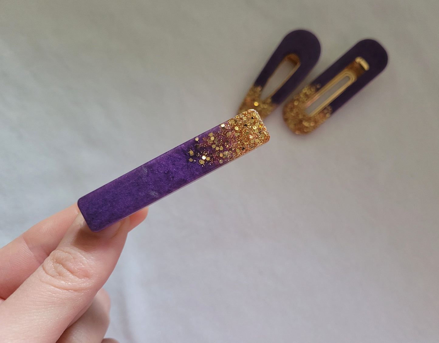 Purple Resin Hair Clips