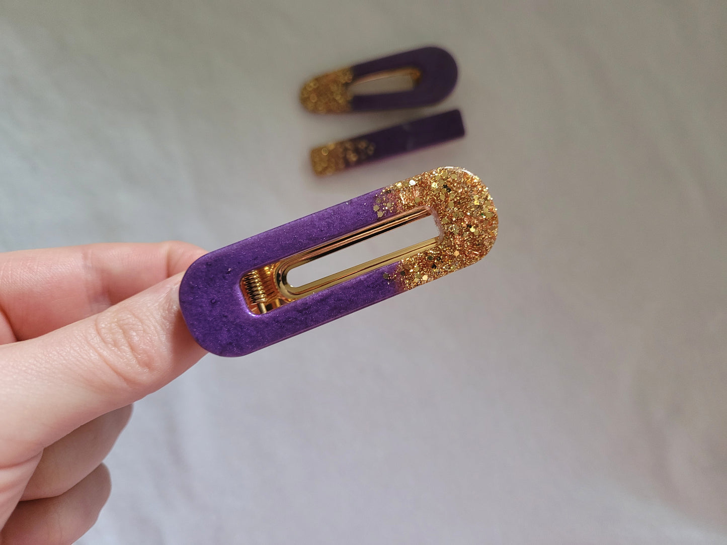 Purple Resin Hair Clips