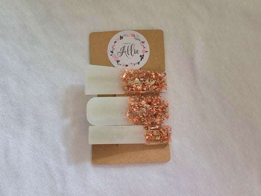 Rose Gold Leaf Resin Hair Clips