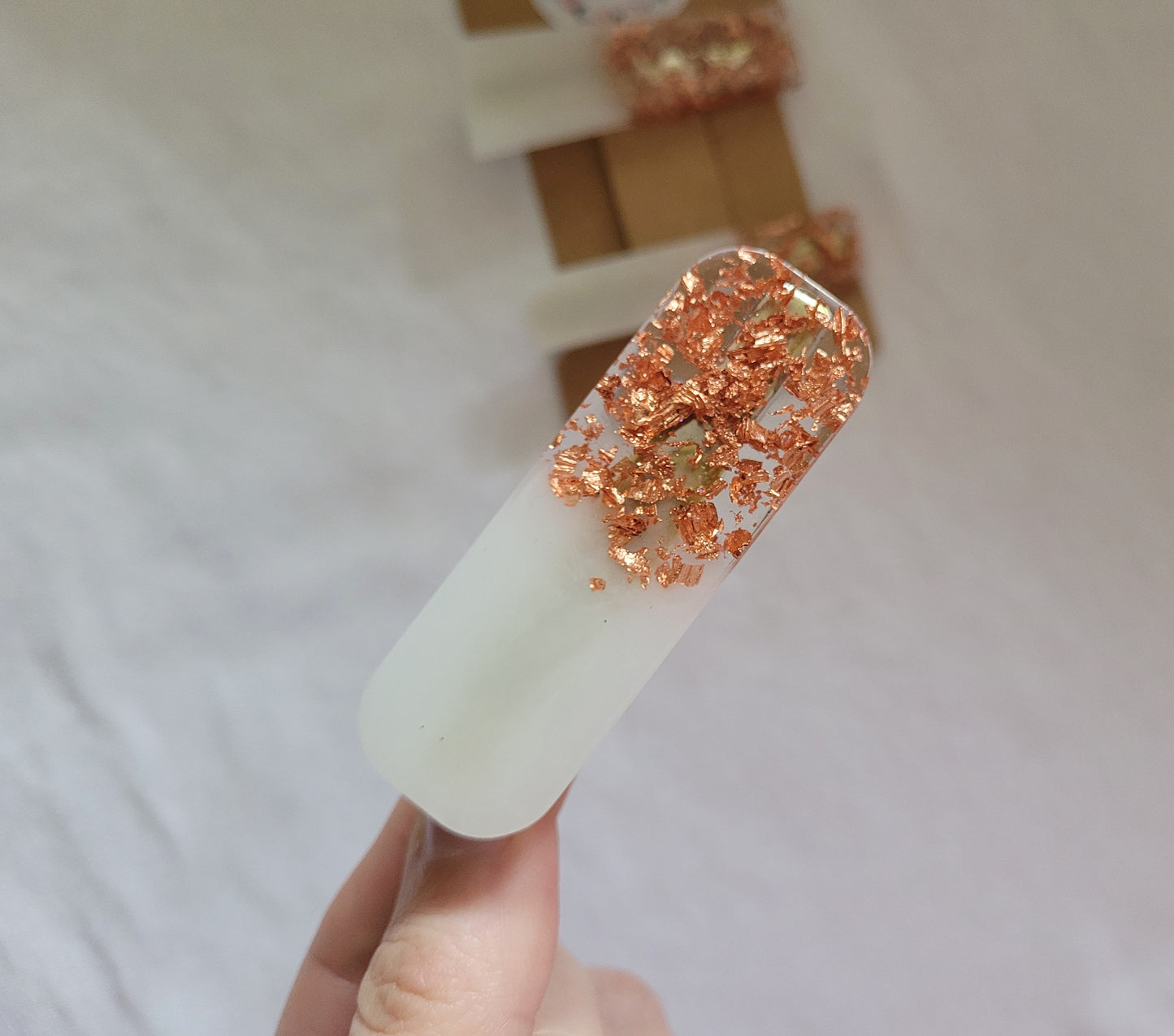 Rose Gold Leaf Resin Hair Clips