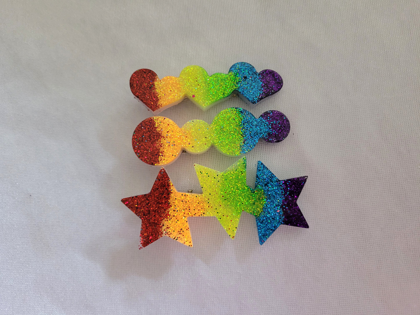 Rainbow Resin Hair Clips