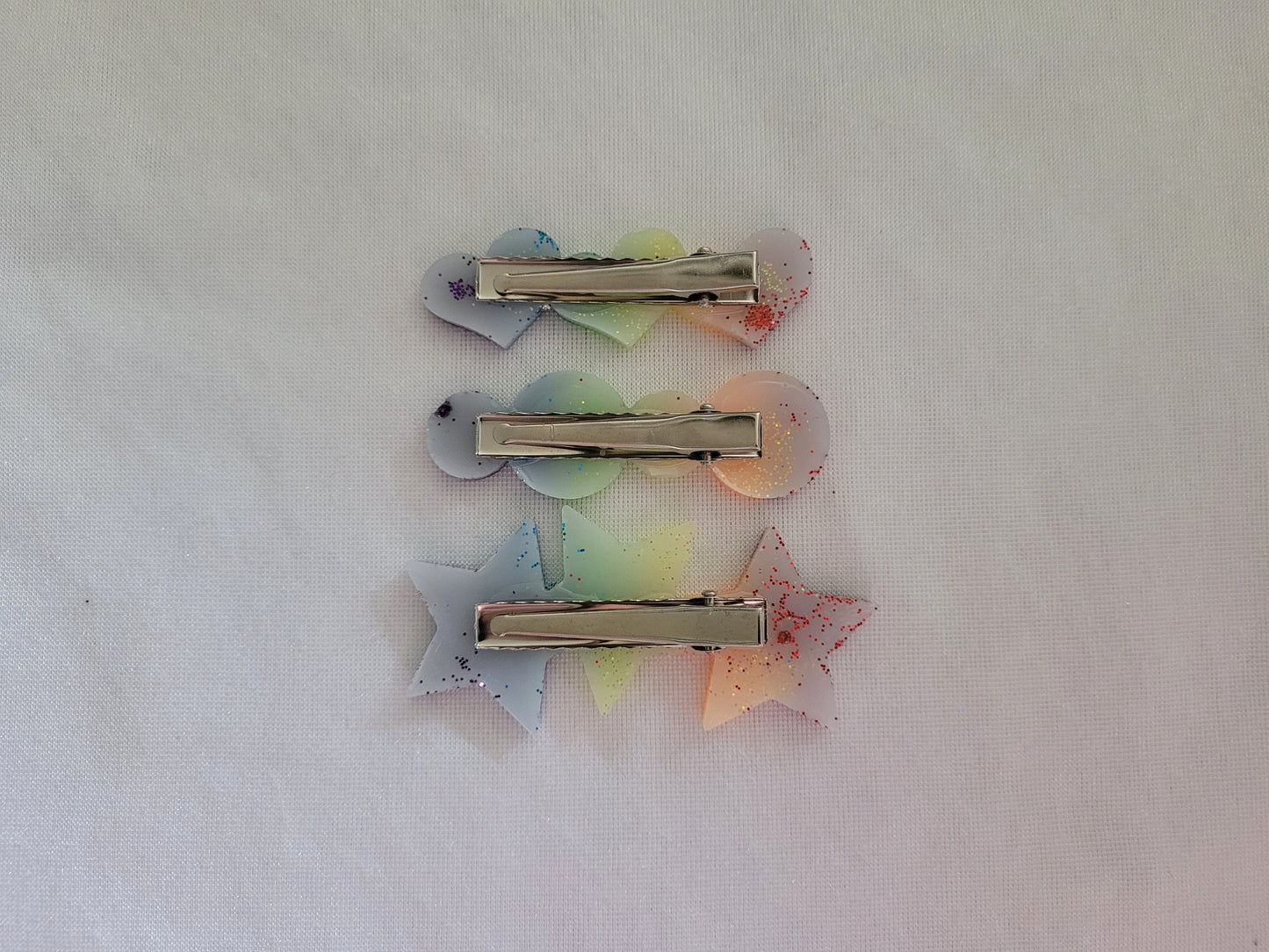 Rainbow Resin Hair Clips