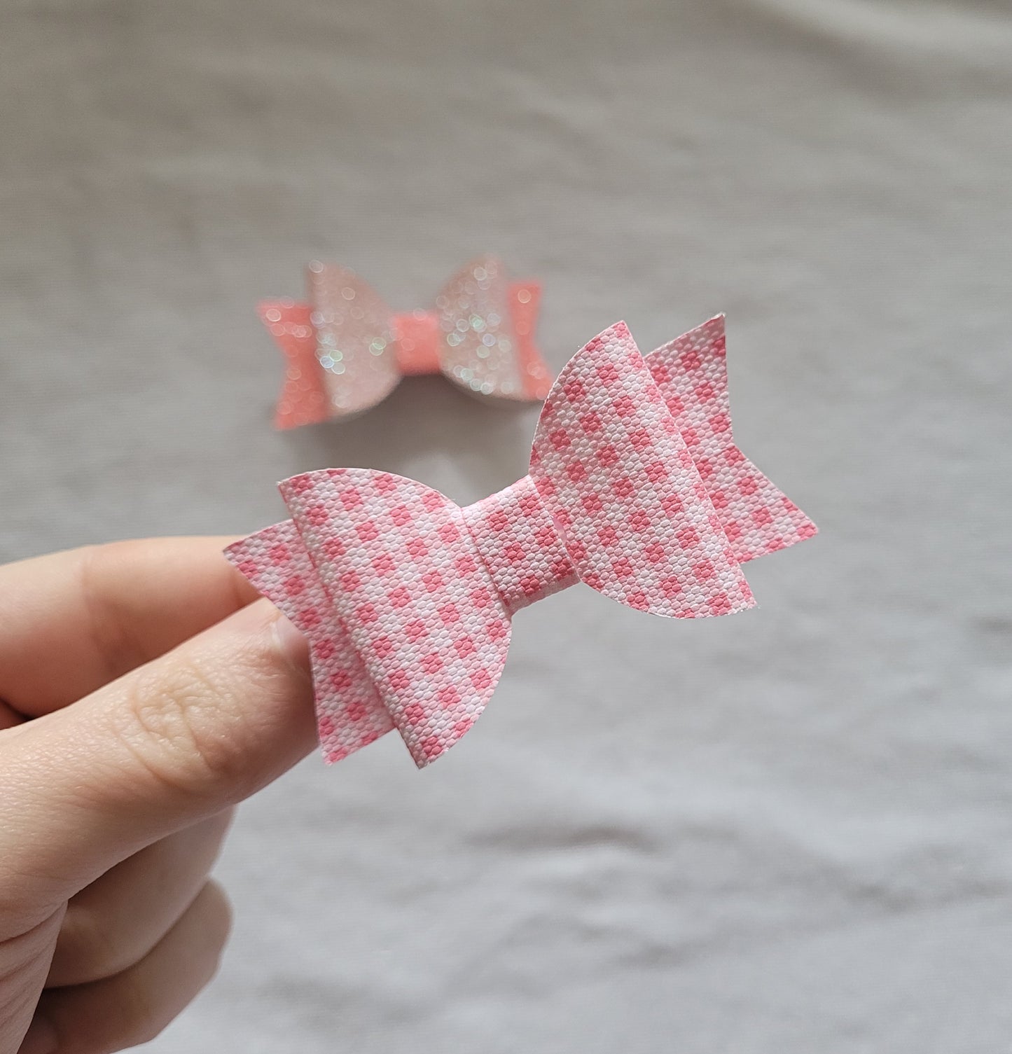 Pink Gingham Hair Bow