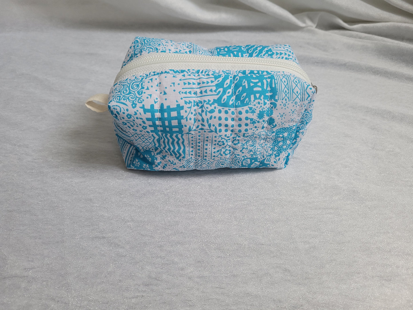 Blue Mixed Print Makeup Bag