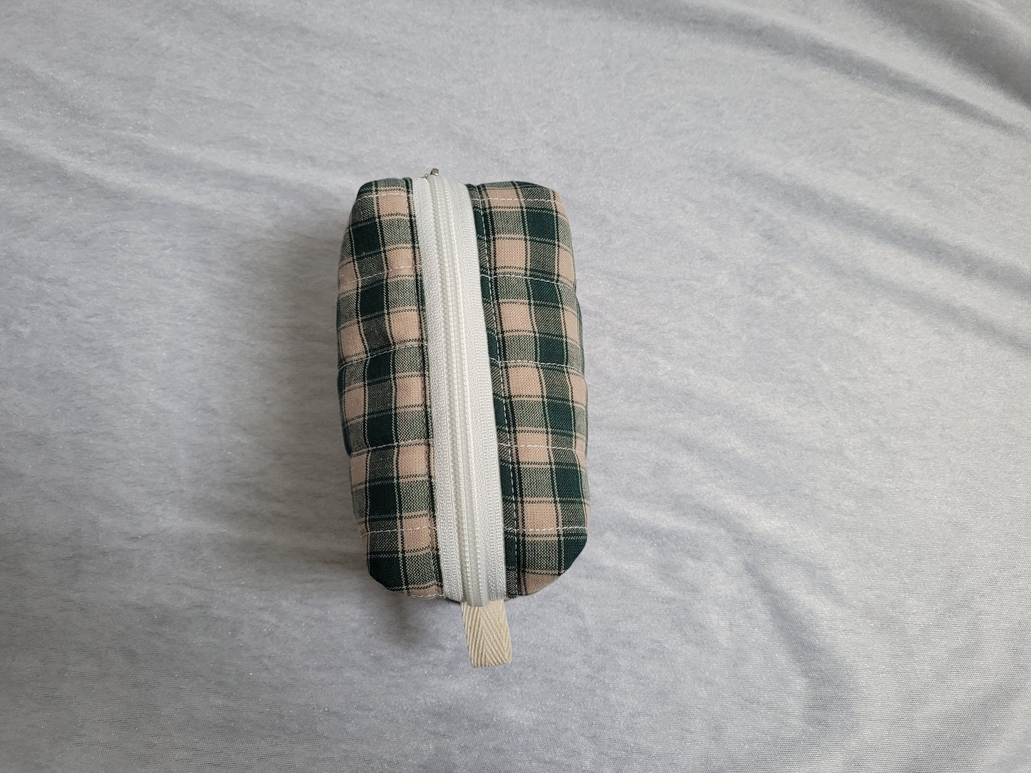 Green Gingham Makeup Bag