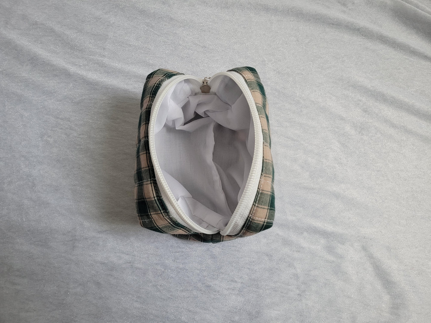 Green Gingham Makeup Bag